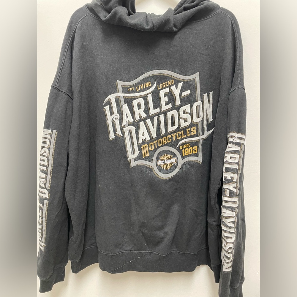 Harley-Davidson Black  Zip-Up Sweatshirt Size 3XL Run Small - Picture 3 of 5